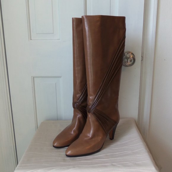 New Bally Pull On Boots Tan Leather Made in Italy sz 7.5 - Picture 3 of 16